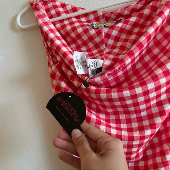 NWT! Omighty Gingham pointelle top in red checker print - Picture 6 of 11